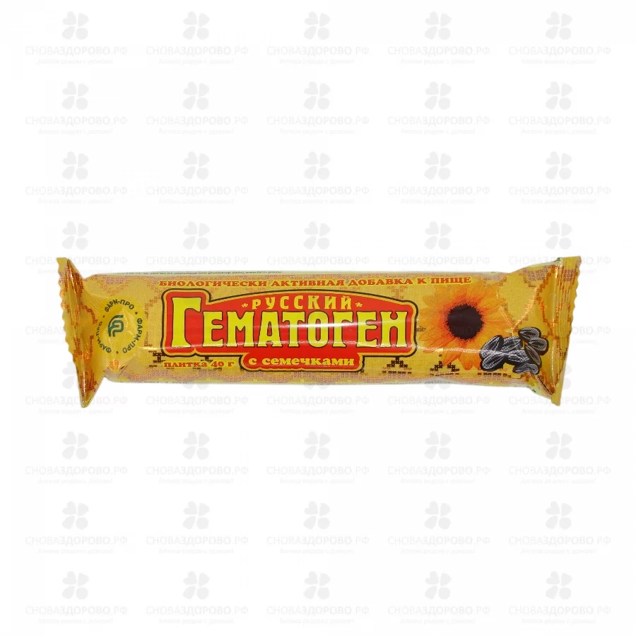 Гематоген РУССКИЙ с семечками 40г (БАД) ✅ 11181/06200 | Сноваздорово.рф