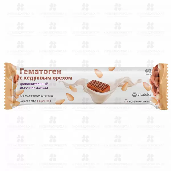 Витатека Гематоген с кедровым орехом 40г (БАД) ✅ 35628/06200 | Сноваздорово.рф